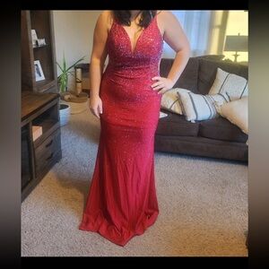 Beautiful red Prom Dress, size 12 Brand- Camille La Vie